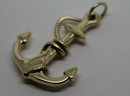 Genuine, Kaedesigns 9ct 9kt Yellow, Rose or White Gold Large Solid Anchor Boat Pendant / Charm