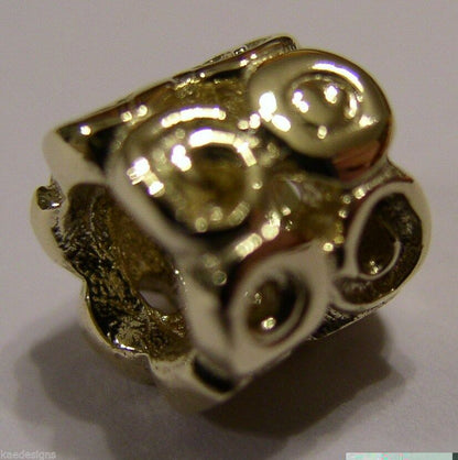 Kaedesigns, Genuine 9ct Yellow Or Rose Or White Gold Swirl Bead Charm