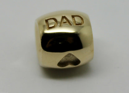 Kaedesigns,Genuine 9ct Yellow Or Rose Or White Gold Or Silver Dad Bead Charm