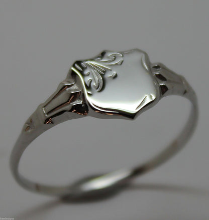 Size K - Childs Genuine Solid Sterling Silver Shield Signet Ring