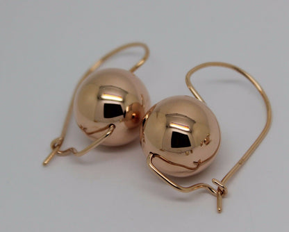 Kaedesigns, 9ct Yellow Or White Or Rose Gold 375 16mm Full Ball Hook Earrings