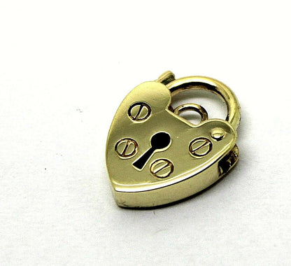 Genuine Small 13.5mm 9ct 9k Yellow Gold Screw Heart Pendant Padlock