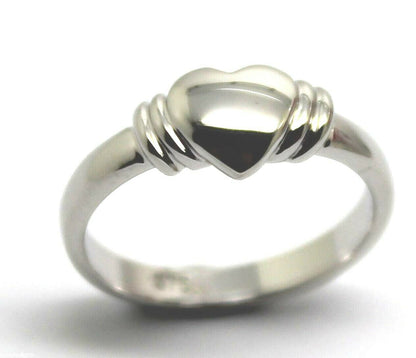 9ct 9k Small Solid White Gold Heart Signet Ring *Free Express Post In Oz