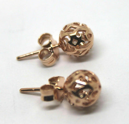 Genuine 9ct Solid Yellow, Rose or White Gold 10mm, 12mm or 14mm Filigree Stud Ball Earrings