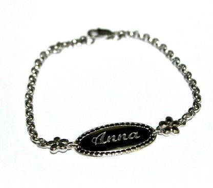 Genuine Baby or Childs 18ct 750 White Gold ID Belcher Engraved Bracelet