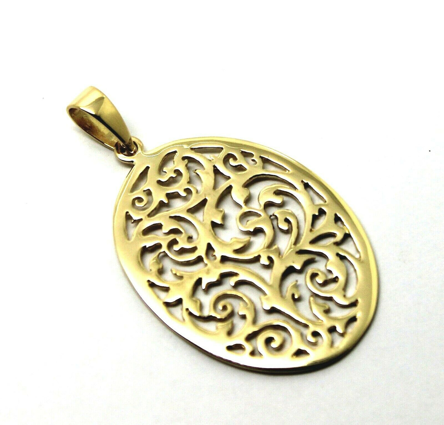 Heavy Solid 9ct Yellow, Rose or White Gold Large Oval Filigree Pendant