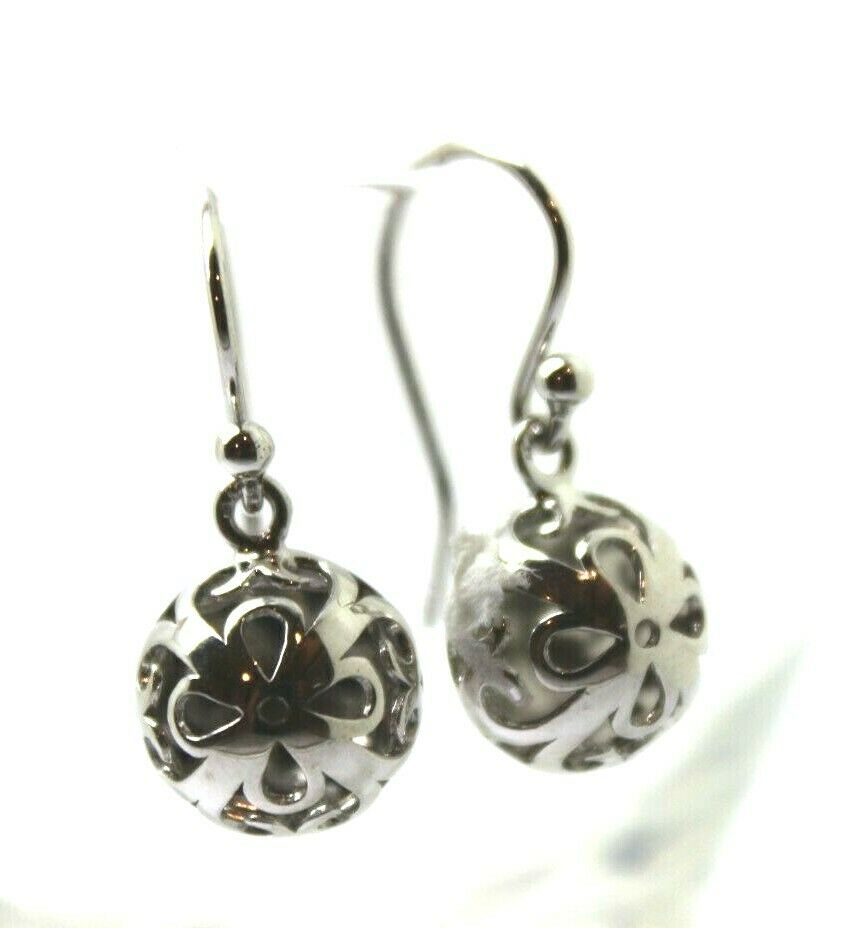 Genuine 9ct Yellow or White or Rose Gold 12mm Half Ball Filigree Hook Flower Earrings