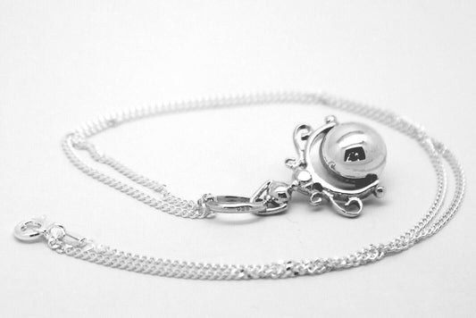 Kaedesign, Sterling Silver Chain Belcher 45cm Necklace & Ball Spinner Pendant