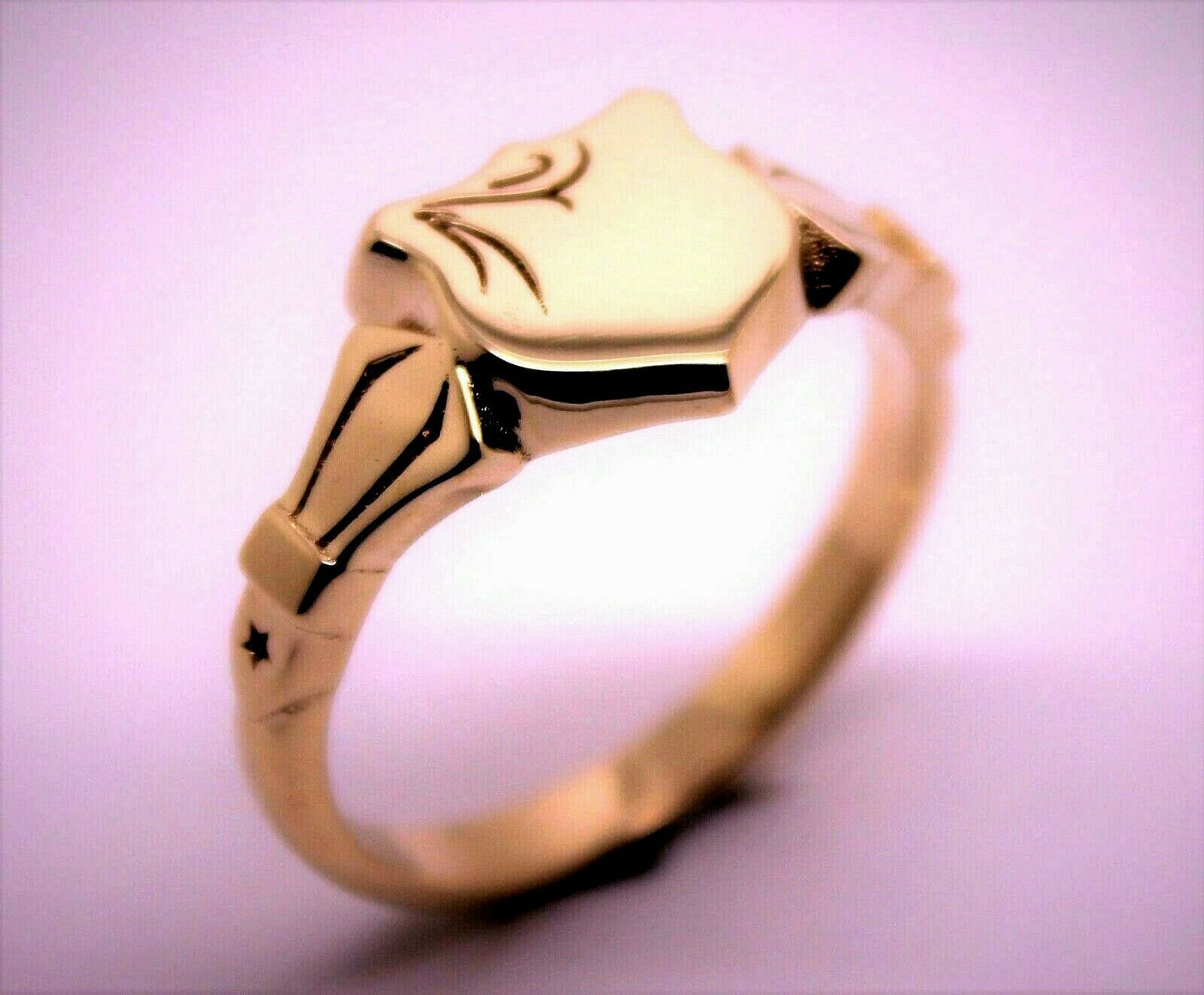 Kaedesigns Genuine Solid 9ct 9kt Yellow, Rose or White Gold Shield Signet Ring Size X