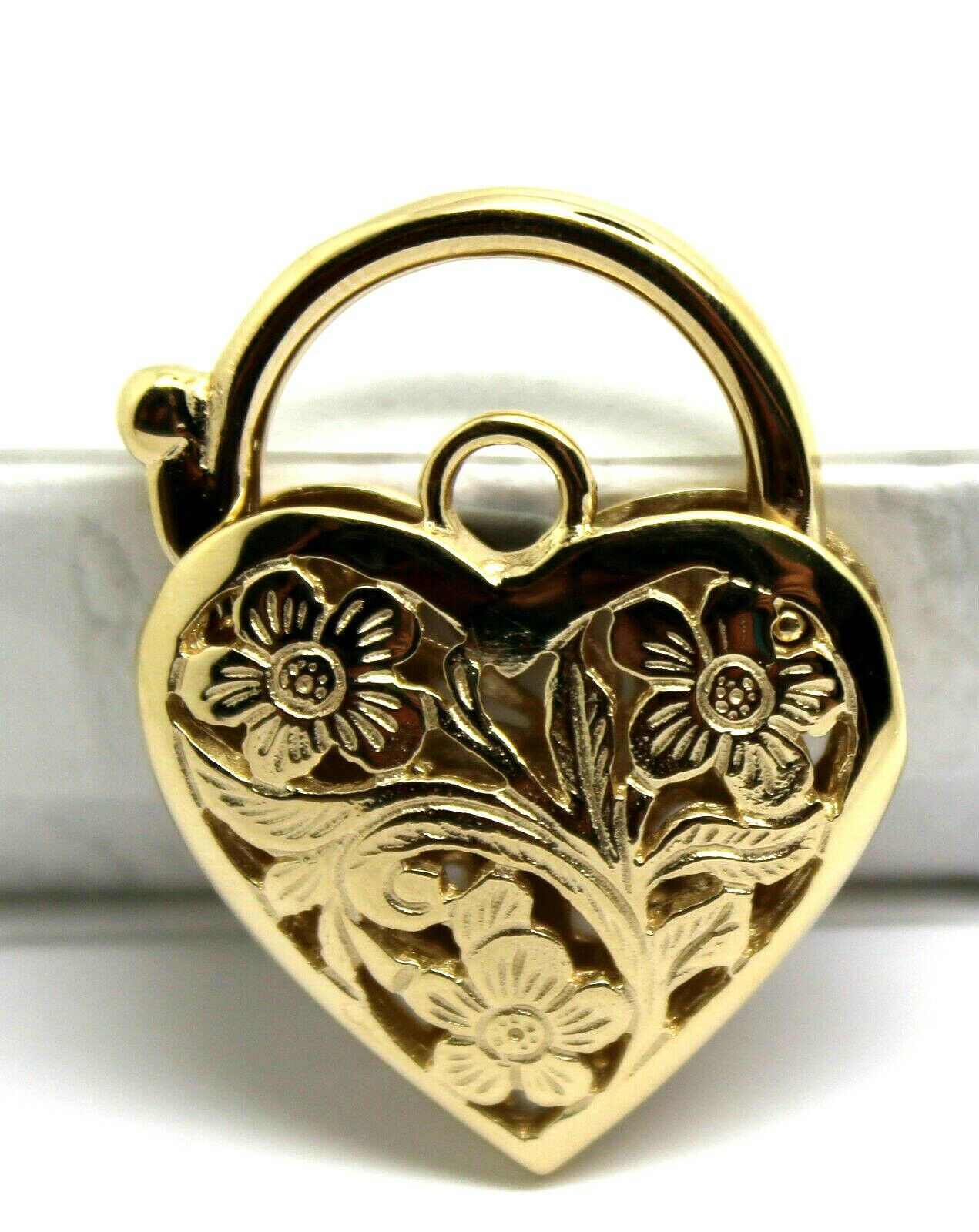 Genuine 9ct Yellow Gold or White Gold or Rose Gold Heavy Large Heart Locket Padlock