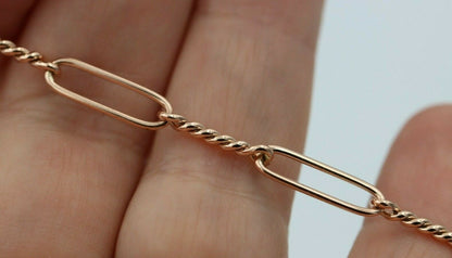 Genuine Handmade 22cm 9ct Yellow, Rose or White Gold Paper Clip Bracelet