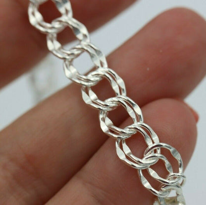 Sterling Silver 925 Double Cable Draped Charm bracelet 19cm long