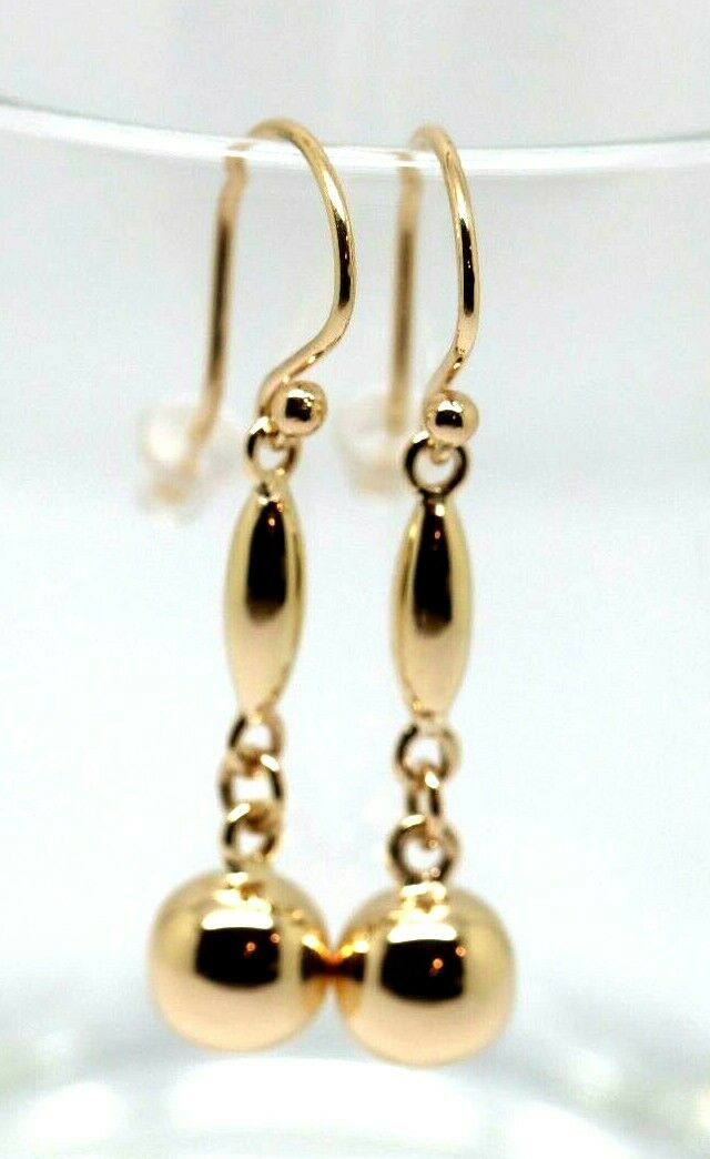 Kaedesigns, 9ct 9kt Yellow Or White Or Rose Gold 8mm Ball Long Drop Earrings