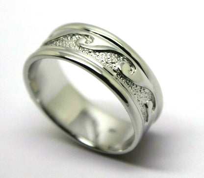 Kaedesigns, Solid Heavy Genuine 9ct White Gold Mens Surf Wave Ring Size T 258