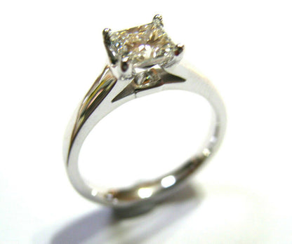 Genuine 18ct 750 White Gold 1ct Princess Cut Cubic Zirconia Ring
