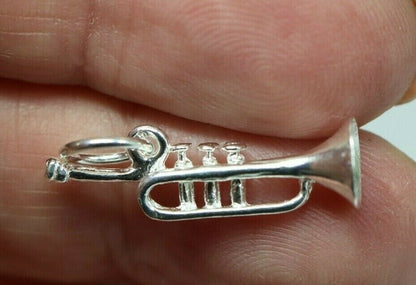 Genuine Sterling Silver 925 Trumpet Pendant Or Charm