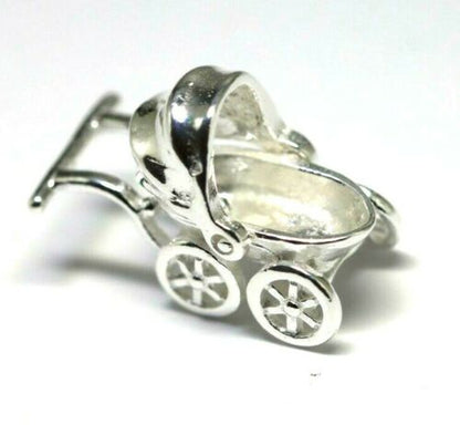 Genuine Sterling Silver 925 Small Pram Pendant Moving Hood Charm