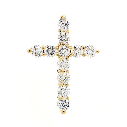 0.415cts New Genuine 18ct 750 Yellow Gold Diamond I1/G Cross Pendant