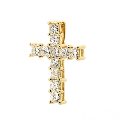 0.50cts New Genuine 18ct 18k 750 Yellow Gold Princess Cut Diamond Cross Pendant