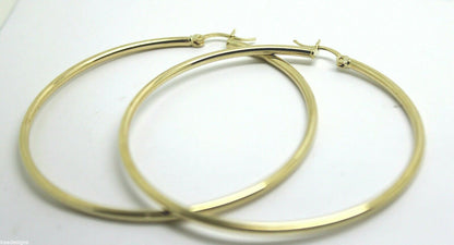 Genuine 9ct Yellow Gold Large 5cm Wide Hollow Hoop Round Earrings