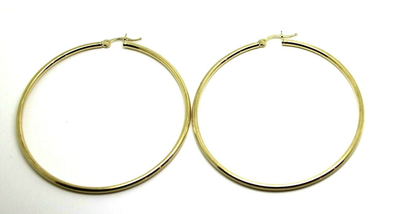 Genuine 9ct Yellow Gold Medium 4cm Wide Hollow Hoop Round Earrings