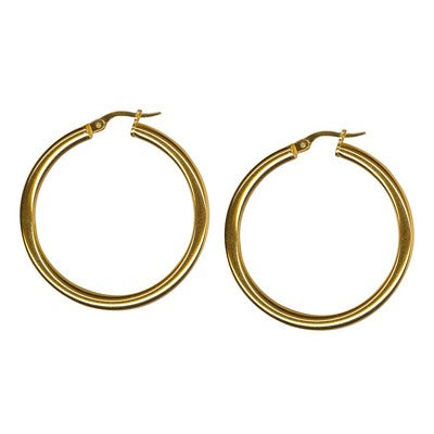 Genuine 9ct Yellow Gold Hollow Tube Hoop Earrings - many sizes 20mm, 30mm, 40mm, 50mm