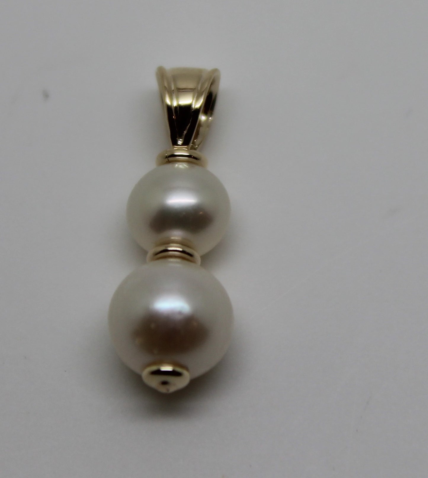 Genuine 9k 9ct Yellow, Rose or White Gold 6mm + 8mm White Pearl Pendant Or Charm