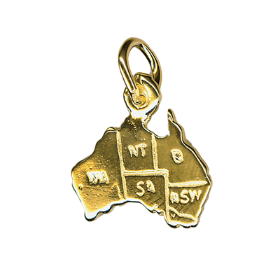 Kaedesigns, Genuine 9K Yellow Gold Australian Map Charm or Pendant