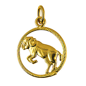 Genuine New 9ct 9k Yellow Gold 14mm Round Cut Out Zodiac Pendant - All star signs available