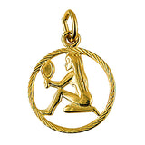 Genuine New 9ct 9k Yellow Gold 14mm Round Cut Out Zodiac Pendant - All star signs available