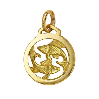 Genuine New 12mm Sterling Silver 925 or 9ct Yellow Gold Pendant / Charm - Pisces