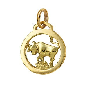 Genuine New 12mm Sterling Silver 925 or 9ct Yellow Gold Pendant / Charm - Taurus