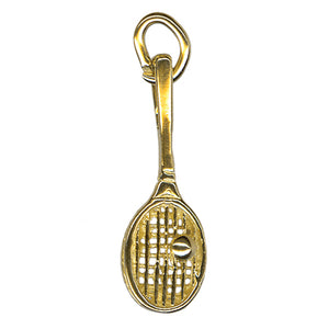 Genuine New 9ct Yellow Gold Tennis Racquet + Ball Charm or Pendant