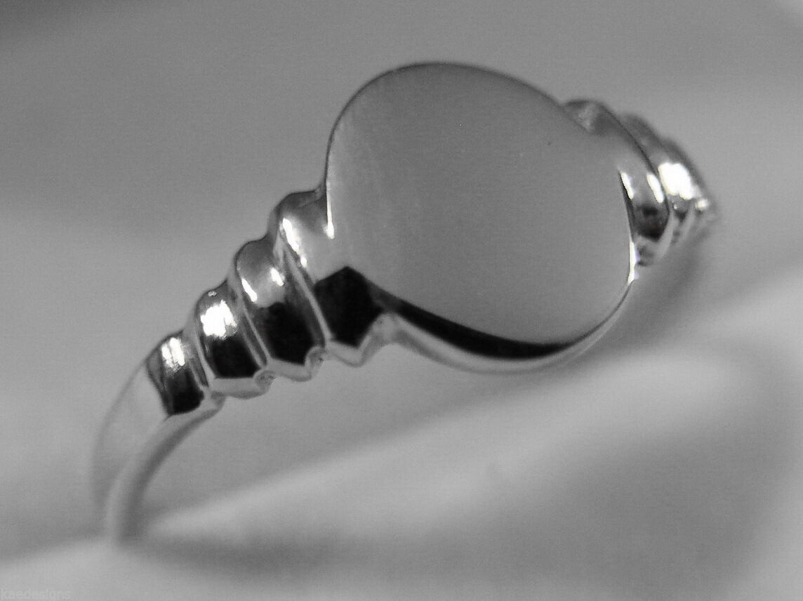 Small New Sterling Silver Oval Signet Ring Size M 1/2