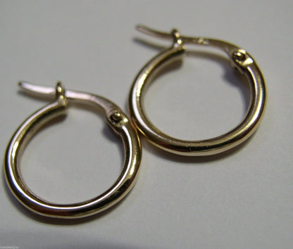 Genuine 9ct 9K Yellow, Rose or White Gold Small Hoop Round Earrings