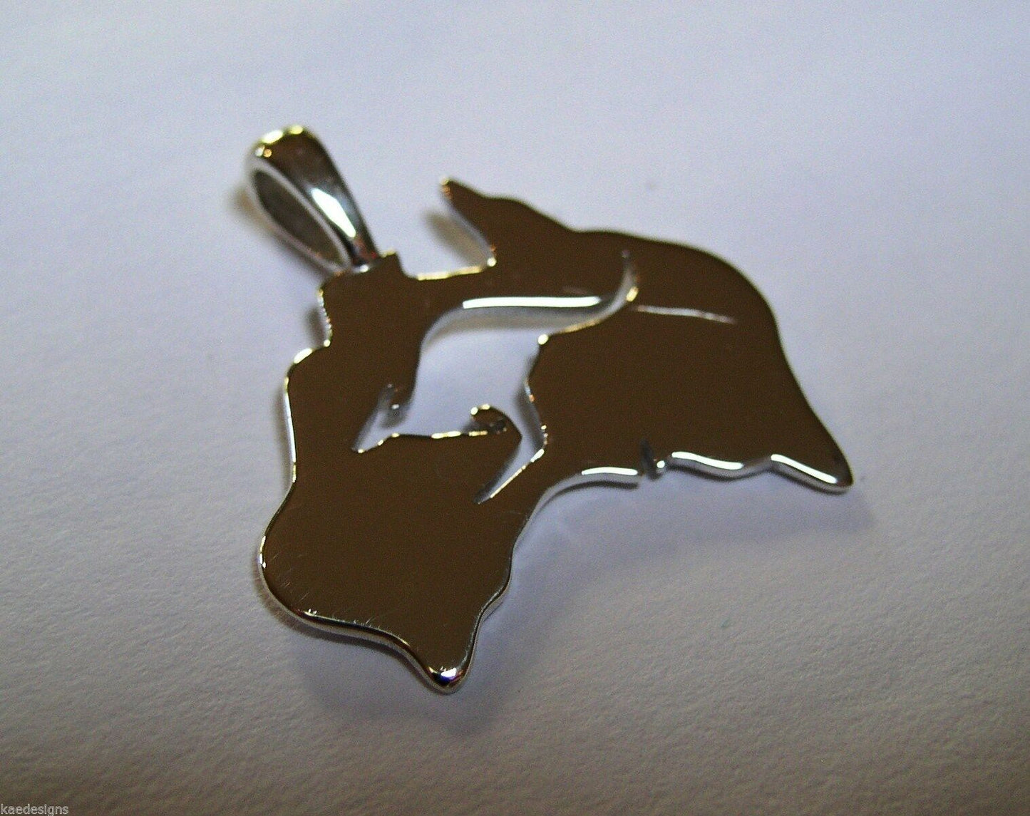 Kaedesigns Genuine Heavy Sterling Silver Australia & Kangaroo Pendant 422