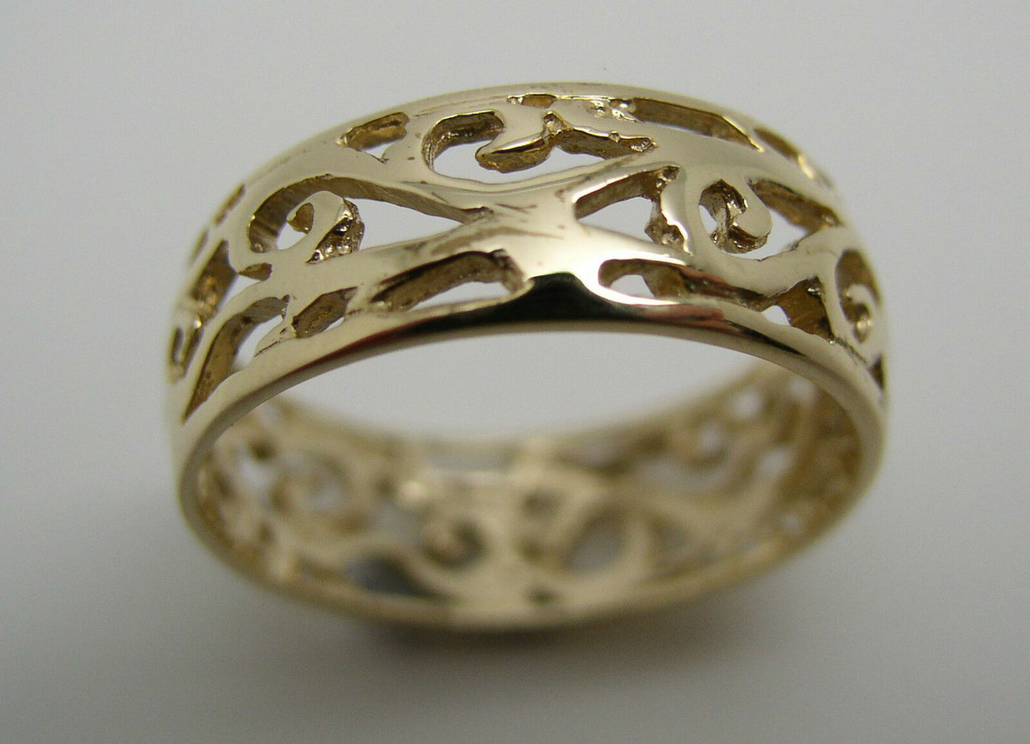 Size R Genuine 9ct 9K Full Solid Wide Yellow, Rose or White Gold Filigree Vine Ring 235