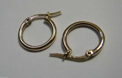 Genuine 9ct 9K Yellow, Rose or White Gold Small Hoop Round Earrings