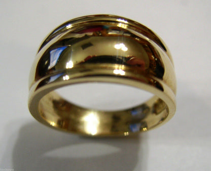 Size N Genuine 9ct 9kt Full Solid 10mm Yellow, Rose or White Gold Ridged Heavy Dome Ring