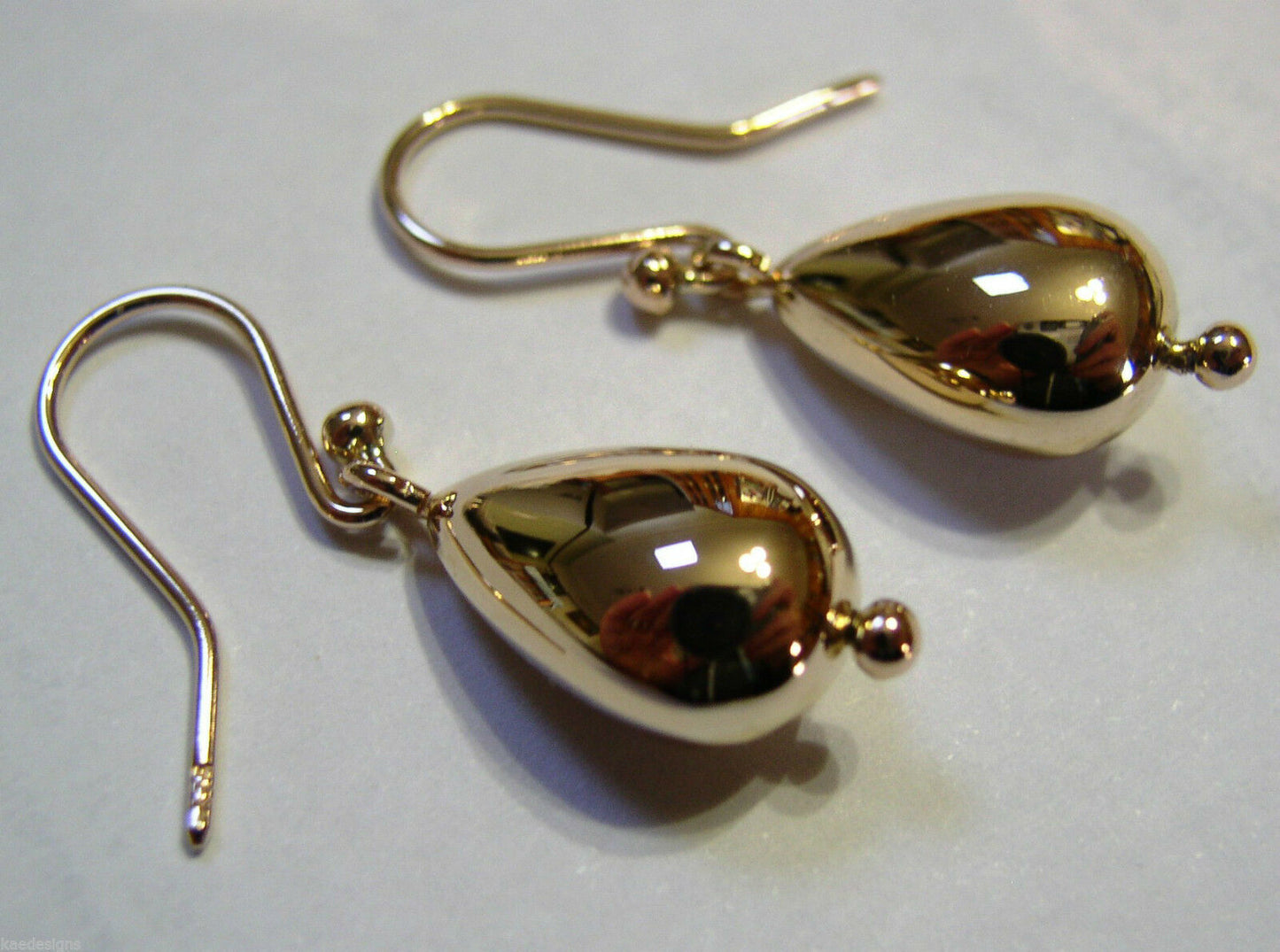 Genuine 9ct 9kt Solid Yellow, Rose or White Gold Tear Drop Teardrop Hook Earrings