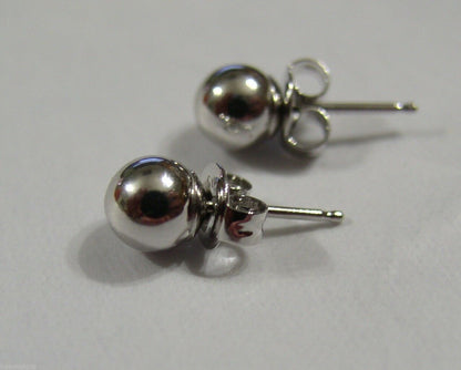 Genuine 14ct White Gold 7mm Stud Ball Earrings With Butterfly Backs