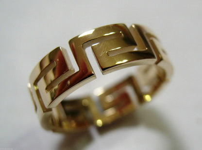 Kaedesigns Genuine Full Solid 9ct 9kt Heavy Yellow, Rose Or White Gold Greek Key Ring Size X