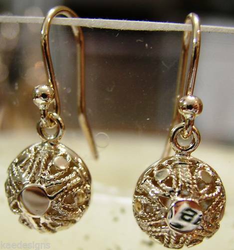 Kaedesigns New 9ct Yellow, Rose or White Gold 10mm Half Ball Hook Filigree Earrings