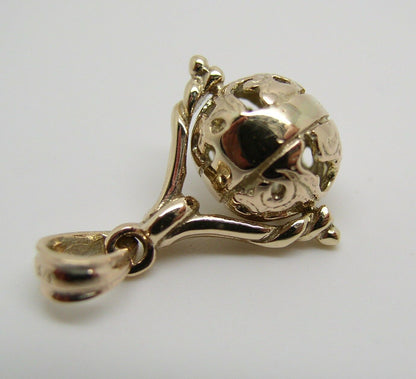 Genuine 9kt 9ct Solid Yellow, Rose Or White Gold 10mm Filigree Ball Spinner Pendant