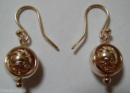 Kaedesigns, New 9ct yellow, Rose or White Gold Spinning Filigree Belcher Ball Earrings