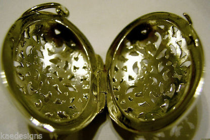 Kaedesigns New Genuine 9ct 9k Solid Yellow, Rose or White Gold Filigree Oval Pendant Locket