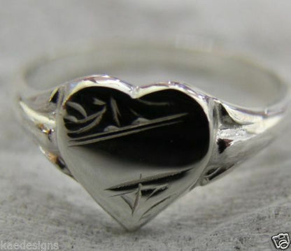 Kaedesigns, Size H New Genuine Sterling Silver 925 Heart Signet Ring 201