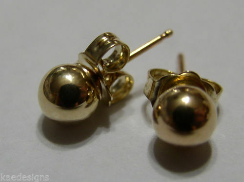 New Kaedesigns Genuine 14ct Solid Yellow Gold 5mm Stud Ball Earrings