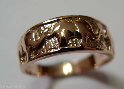 Size K Genuine New 9ct 9kt Full Solid Yellow, Rose or White Gold Lucky Elephant Ring 209
