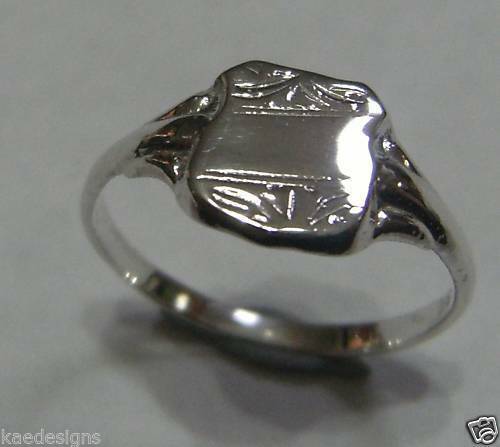 Size L Genuine New Small Genuine Sterling Silver Shield Signet Ring 239